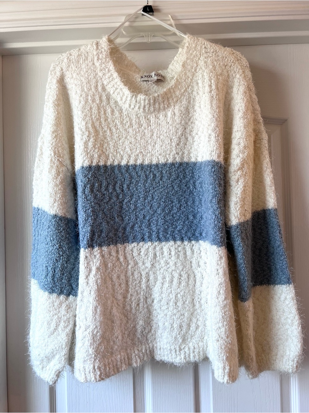 Knox Rose Sweater Cream White with Blue Stripe XXL